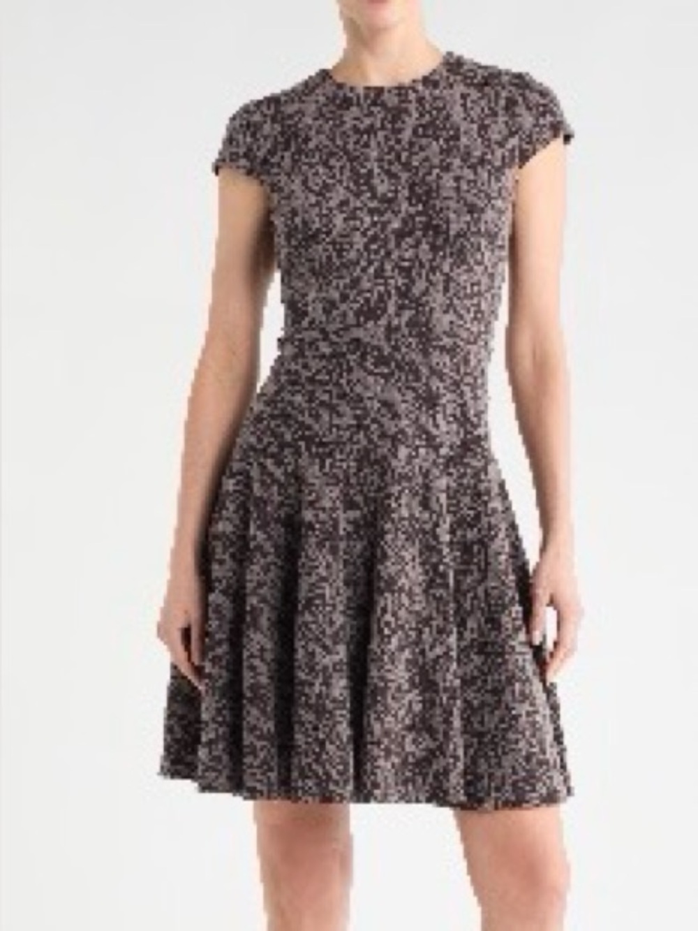 Eliza J Short-Sleeve Textured Fit-and-Flare Dress